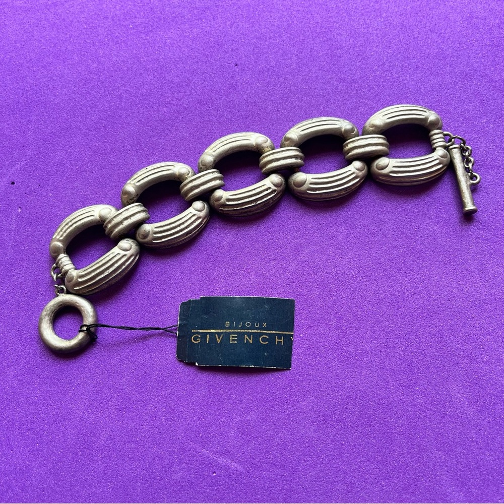 Givenchy New Old Stock Vintage Pewter Tone Chunky Link Bracelet